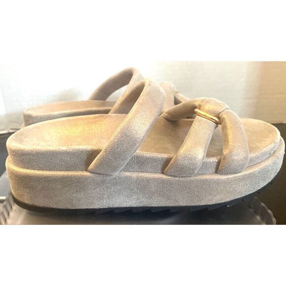 J/Slides Elegant Women's Sandals in Gold Leather Slip On Suze 9 - Picture 3 of 10